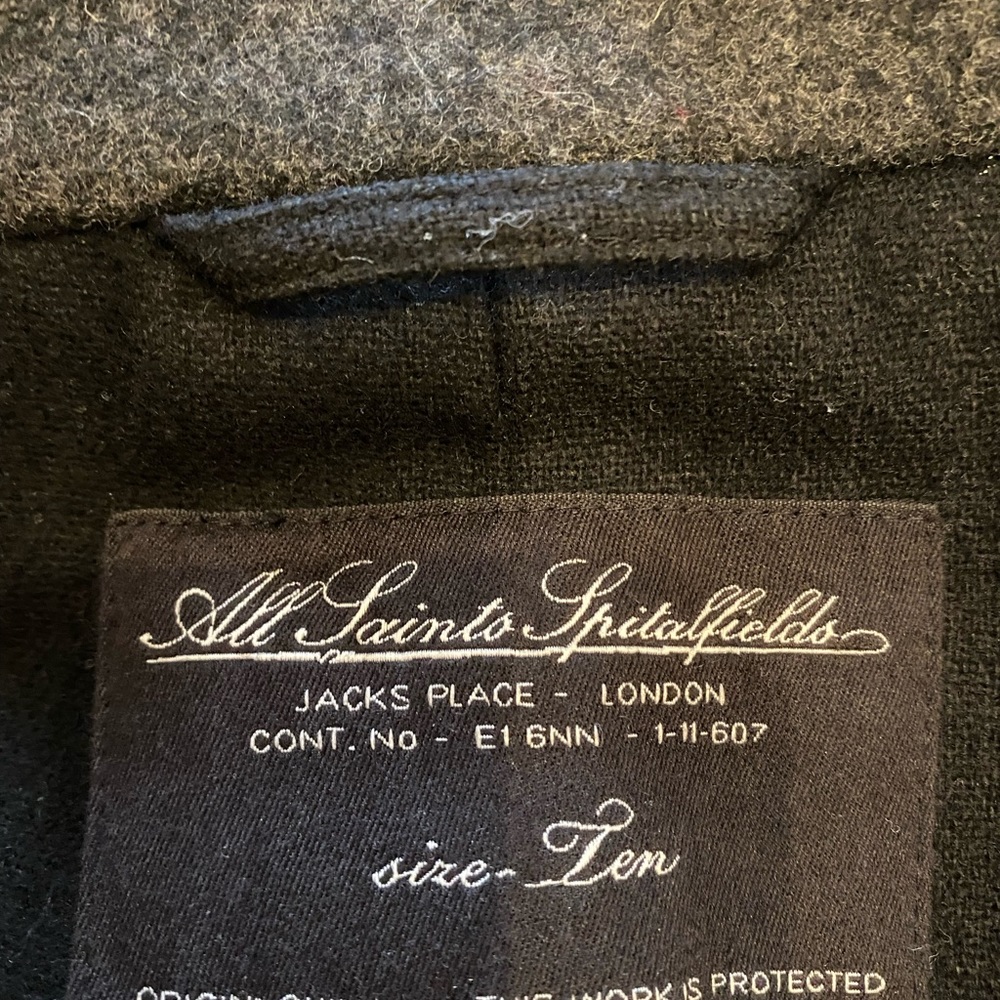 AllSaints Dark Gray Asymmetric Wool Coat - Picture 6 of 6
